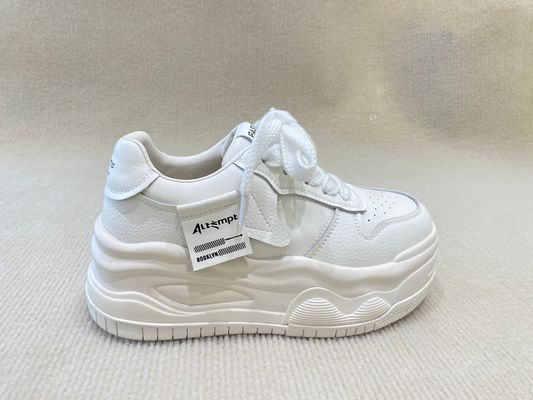 Autumn White Canvas Trainers Heightening Womens White Leather Casual Sneakers