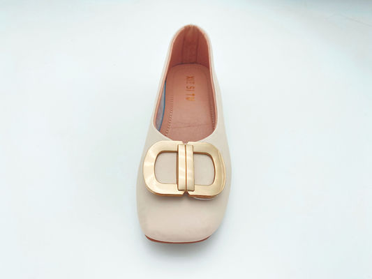 女性用 白色 快適なローファー 低柄 低いヒール 本物の革